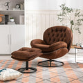 Accent Chair TV Chair Living Room Chair with Ottoman-Brown
