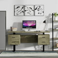 60'' Mariposa Home Office Computer Desk - Rustic Dark Taupe Top Rustic Dark Taupe Body Black Metal Black Hardware