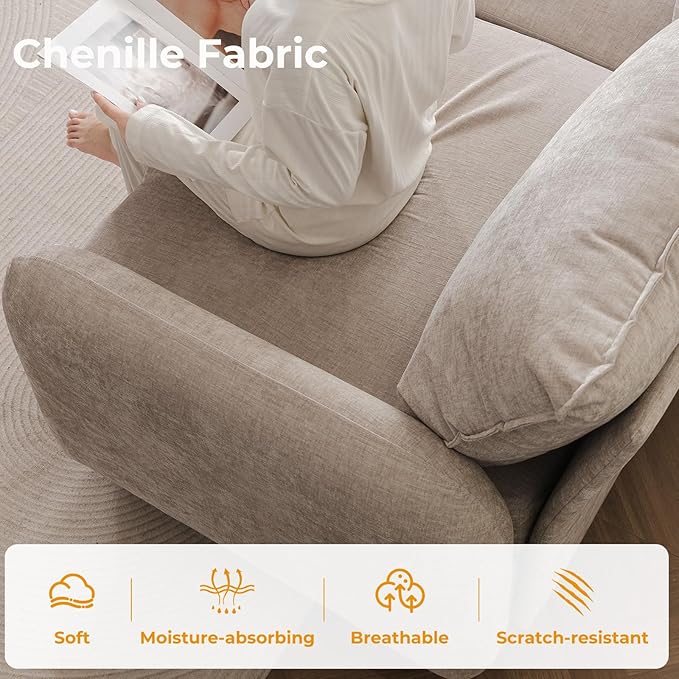 104'' Modular Sectional Sofa with All Seats Storage Oversized L Shaped Couch for Living Room3-Seater Comfy Cloud Couches with Movable OttomanBig Sectional for BedroomVeletKhaki