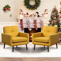 Accent Chair Set of 2 Fabric Modern Chair with Wooden Frame Cozy Armchair Reading Chair with Comfy Back for Apartment Living Room Bedroom Waiting Room Small Space Corner Yellow