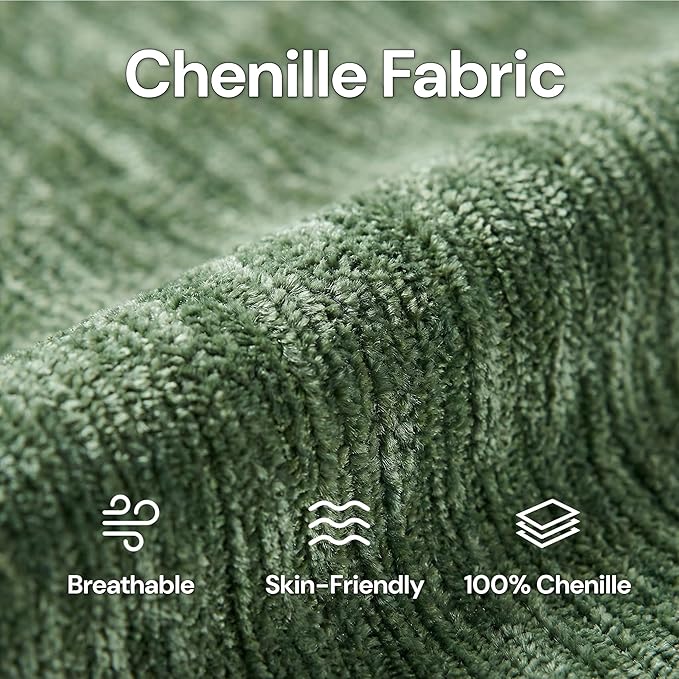 Oversized Accent Chair Modern Armchair for Living Room Wide Reading Chair w/Deep Seat Springs Cushion Chenille Armchair w/Pillow Arm Single Sofa Chair for Bedroom Apartment Office Green