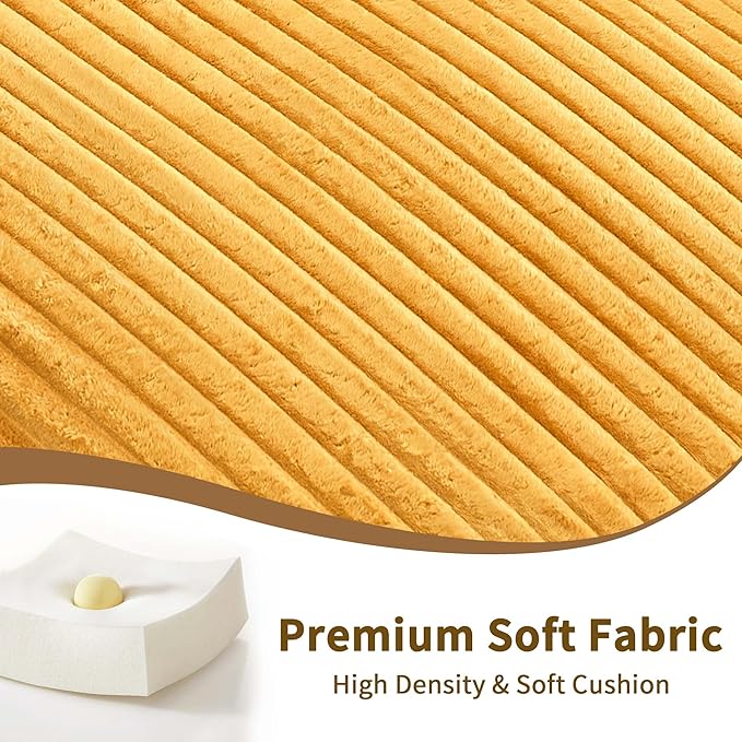 Modern Corduroy Fabric Sofa Bed Futon 3 in 1 Convertible Pullout Bed Sleeper Couches with 3 Reclining Backrests Small Sofa Chair Bed for Living Room Bedroom (Yellow)