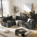 108 L Shaped Couch Modular Sectional Sofa with Chaise Cloud Boneless Couch with Deep Seat &amp Removable Pillow for Living Room BedroomNo Assembly Required（Grey）