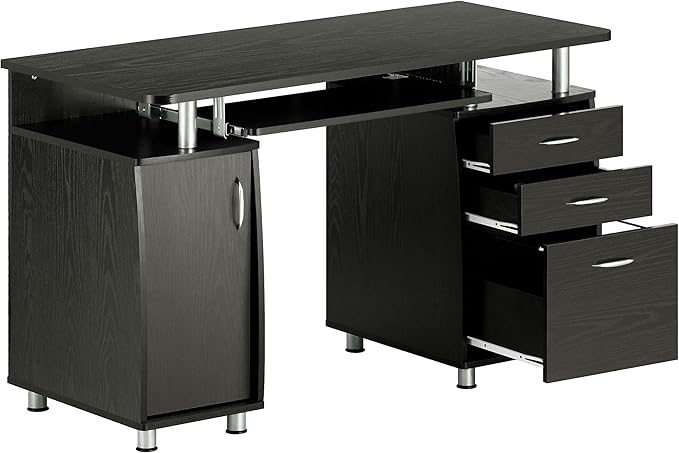 Techni Mobili 47.25 Ergonomic Computer Writing Desk with Drawers File Cabinet and Storage for Home Office Espresso