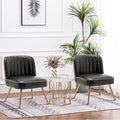 Andeworld Modern Accent Chair Set of 2 Upholstered Leather Living Room Chairs Elegant Armless Cute Small Side Club Chair with Golden Legs for Bedroom-Black
