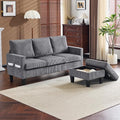 VINGLI 68.5' L Shaped Couch with Removable Storage Ottoman Convertible Sectional Sofa in Corduroy Fabric Modern Reversible Chaise Couch for Small Spaces Apartment Living RoomGrey