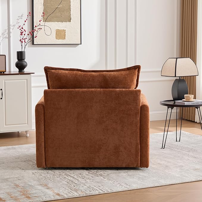 360° Swivel Accent Barrel Chair 36.22w Chenille Upholstered Tufted Armchair w/ Double Layers Seat Cushions  Modern Square Reading Armchair Comfy Single Sofa Chair for Nursery Living Room Bedroom