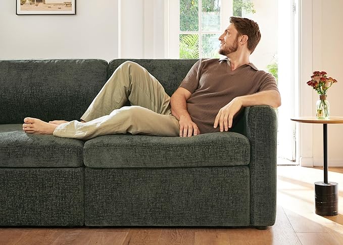 HONBAY Modular Sectional Couch with Storage Ottoman Sectional Sofa with Storage Seats L Shaped Sectional Couches for Living Room Green