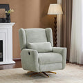 Christopher Knight Home Dolia Boucle Upholstered 360° Swivel Chair Push-Back Power Recliner Chair Iron Recliner Sofa with Rotation Living Room Lounge Sofa Adjustable Backrest Gold+Light Green
