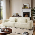 106 Cloud Sectional Couch with Deep Seat No Assembly Required Modern Upholstered Boneless Couches with 2 Pillows Full Sponge Compressed Sofa for Living Room/Apartment (Beige)