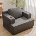 Homall 42” Single Sofa Foam Couch for Small Spaces Upholstered Floor Sofa with Cup Holder &amp Storage Pocket Boneless Couch for Bedroom Living Room (Grey Single)