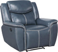 Coaster Home Furnishings - Sloane - Faux Leather Upholstered Recliner Chair with Manual Reclining Padded Arms and Pull Handle - Living Room - Blue - 610273