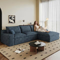 107 Cloud Sectional Couch L-Shaped Chaise Corduroy Boneless Couch for Living Room Bedroom Deep-Seat Upholstered Modular Cloud Sofa No Assembly Required (Blue Right Facing Chaise)