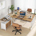 Tribesigns Office Desk with Drawers Sets 63 inches L Shaped Computer Desk with Mobile File CabinetBig Executive Desk for Home Office Furniture Sets (Light Walnut 63-inch)