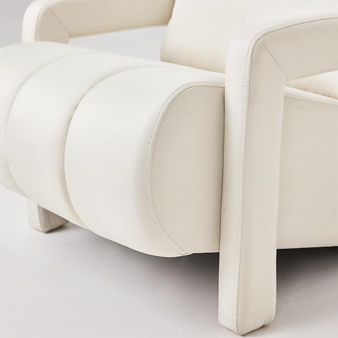 Modern Upholstered Accent Chair Comfortable Linen Fabric with a Pillow for Living RoomBedroom.Linen (Beige)