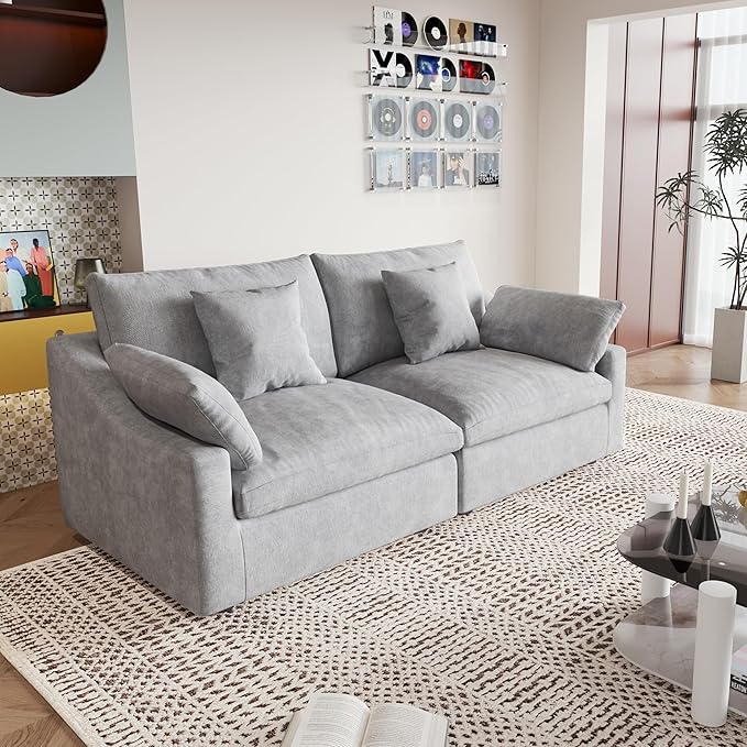 JACH Cloud Sectional Couches for Living Room Modern Convertible Modular Couch Love Seat Sofas Sofa Covers Removable Comfy Sectional Couch for Living Room Apartment (Light Grey)