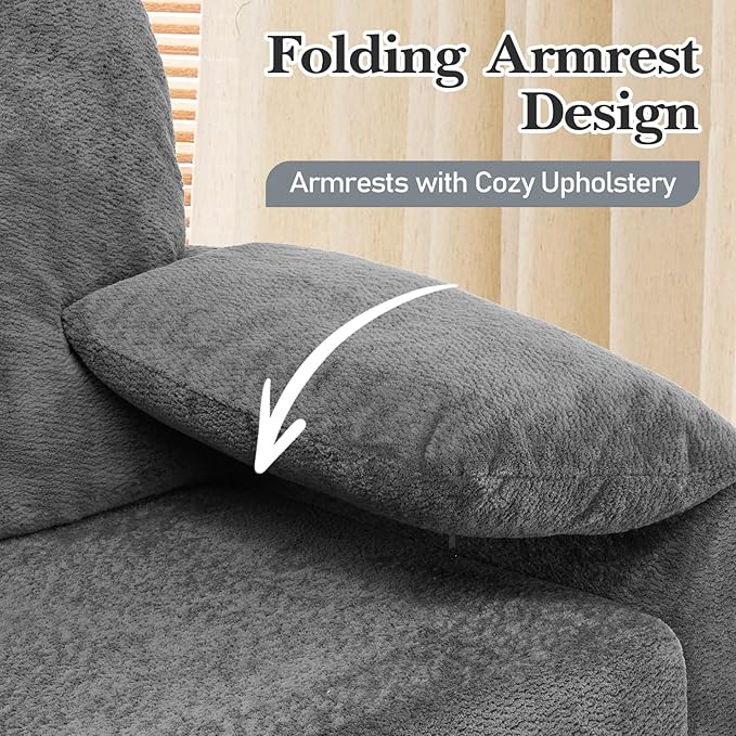 VINGLI Convertible Sofa Bed Couches for Living Room Sleeper Sofa with Pull Out Couch Bed Cloud-Like Plush Fleece U-Shape Sectional Couch with Storage Chaise USB Charging Side Pockets