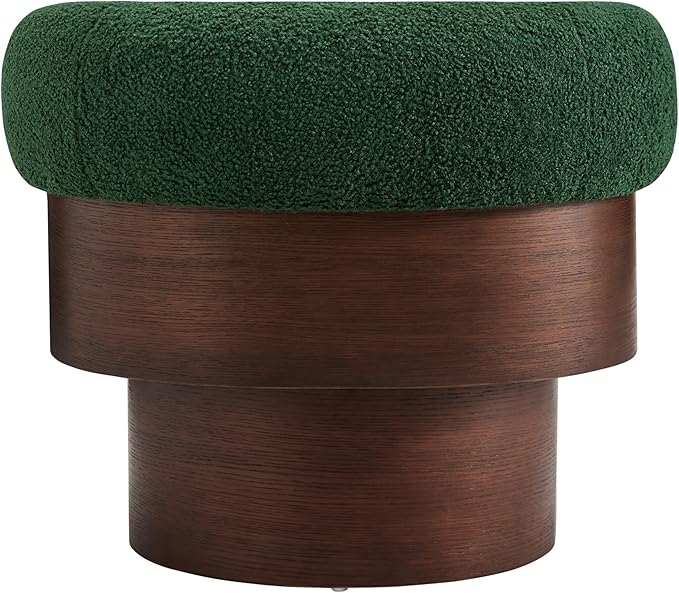 Scott Living Scrolla Boucle Upholstered 360° Swivel Accent Chair Teddy Fleece Swivel Barrel Chair Modern Vanity Chair for Living Room Bedroom Green