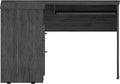 Smokey Oak L-Shaped Desk with 2 Drawers &amp Open Shelf - Home Office Workstation