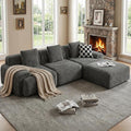 VK·LIVING 113 Cloud Sectional Couch Deep Seat Boneless Sofa with Wide Armrests 16.5'' Height Modular Plush Corduroy Memory Foam Couch for Living Room Office No Assembly Dark Gray