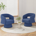 Swivel Barrel Accent ChairOversized Chenille Upholstered Round Swivel ChairModern Luxury 360 Degree Living Room Vanity Chair for Bedroom OfficeBlue2PCS