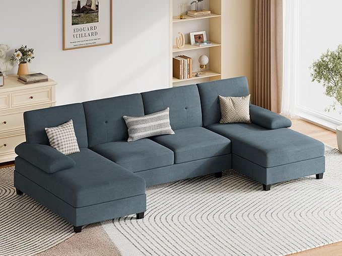 Vongrasig Sectional Couches for Living Room U-Shaped Sofa with Chaise 4-seat Large Sectional Modern Couch for Living Room Apartment (Gray)