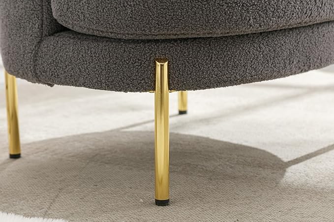 28.4 W Accent Chair Upholstered Curved Backrest Reading Chair Single Sofa Leisure Club Chair with Golden Adjustable Legs for Living Room Bedroom Dorm Room (Gray Boucle)