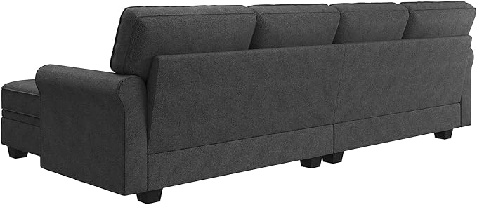 HONBAY Sectional Sofa with Storage Seat U Shaped Couch with Reversible Chaise Convertible Sectional Couches for Living RoomDark Grey