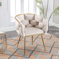 Polibi Modern Velvet Accent ChairDining Chair Single Sofa Chair Leisure Lounge Chairs with Golden Metal Frame LegsLiving Room Furniture1PCS Beige
