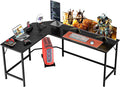 SUPER DEAL 66 L Shaped Gaming Corner Computer Desk with CPU Stand and Foot Rest Bar PC Laptop Study Table Workstation Gaming Desk for Home Office Black