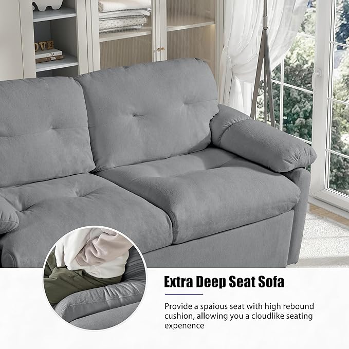 71.65 Convertible Pull Out Sofa Bed Queen Size 3-in-1 Convertible Sleeper CouchMulti-Functional Chenille Loveseat Sofá for Living RoomBedroomApartmentOfficeGray