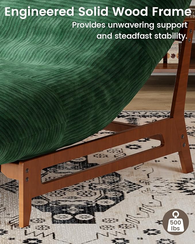 AODAILIHB 47'' Oversized Living Room Chair with Solid Wood Frame 3-in-1 Convertible Lounge Chair with Removable Plush Cushion Modern Upholstered Accent Chair for Living Room Reading Room Green