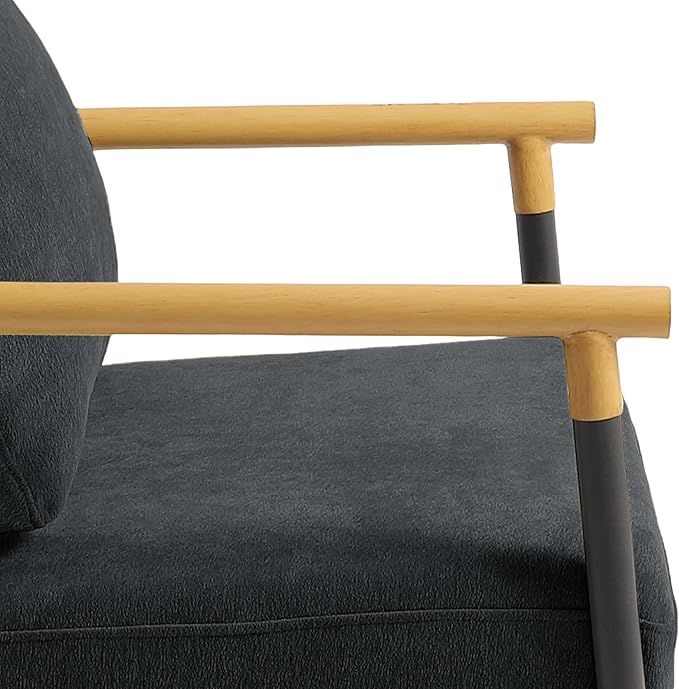 UIXE Chenille Armchair Modern Accent Chair for Living Room Cross Metal Frame Reading Arm Chair with Thicken Cushion Black