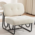 HOMEFUN Armless Accent Chair with Padded Back Modern Comfy Reading Chair for Bedroom Living Room Office Beige