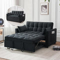 Futon Sofa BedModern 3 in 1 Convertible Sleeper Sofa Pull Out Couch Bed with Adjustable Backrest Storage Pockets and Toss Pillows for Living Room Bedroom (Black)