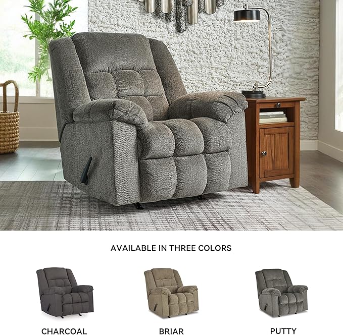 Signature Design by Ashley Kegler Contemporary Tufted Manual Rocker Recliner Gray