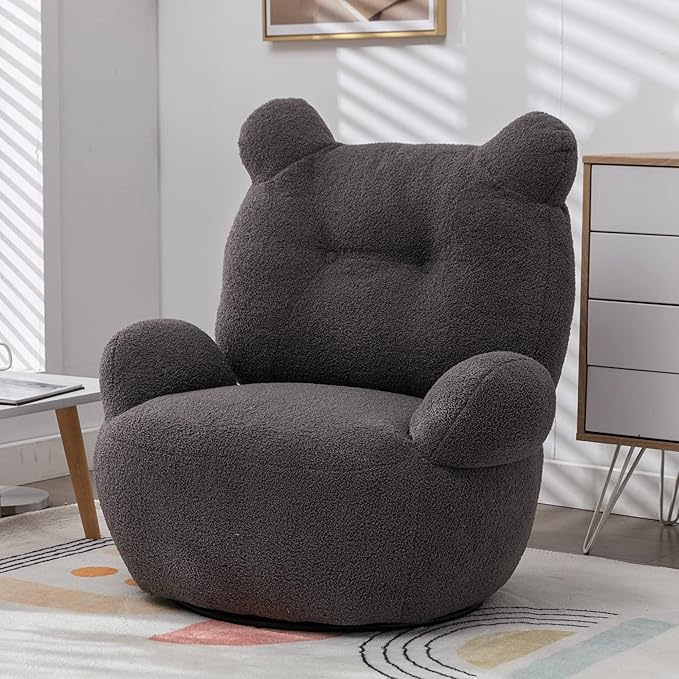 wivel Accent Chair Teddy Short Plush Particle Velvet Armchair360 Degree Swivel Barrel Chair for Living Room Hotel Bedroom Office Lounge