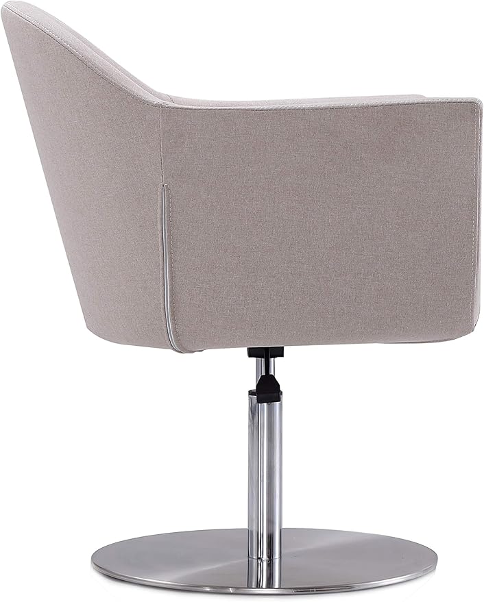 Manhattan Comfort Voyager Adjustable Swivel Accent Chair Set of 2 with 360° Turn Mid-Century Modern Design Woven Upholstery and Removable Cushion Ideal for Living Room or Home Office Barley