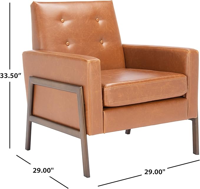 SAFAVIEH Home Collection Roald Faux Leather Sofa Accent Club Chair ACH6209C Light Brown/Antique Coffee