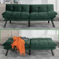Anwick Modern Futon Couch Bed Sofa: Velvet Fabric Quick Folding Armrest Space-Saving Convertible 2 Seater Loveseat for Living Room Bedroom Small Rooms Apartment (Green)