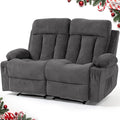 2 Seater Manual Reclining Loveseat Chair with Cup Holders 160° Wide Recline &amp Memory Foam Cushion Comfy Recliner Couch with Storage Pockets for Living Room Home Theater Office Grey