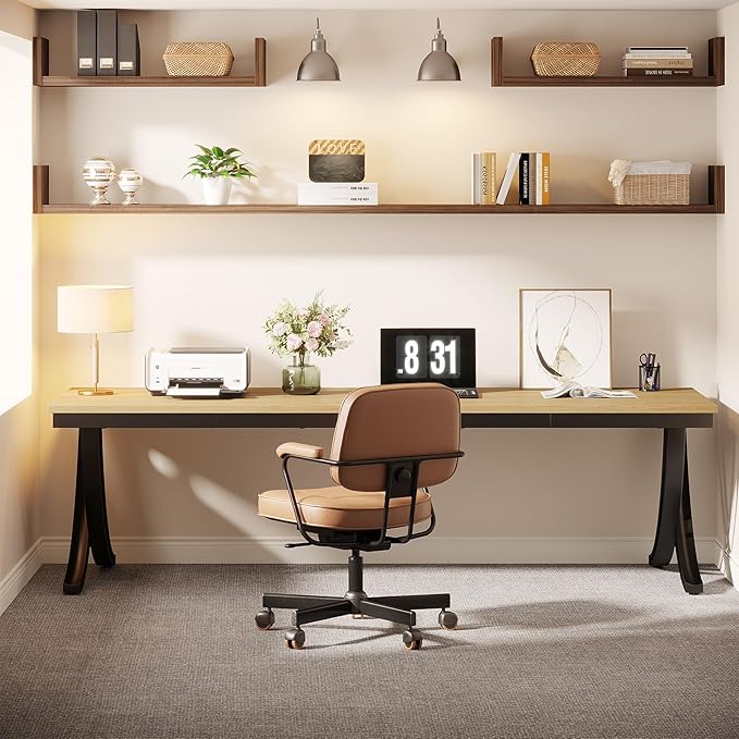 Tribesigns 2 Person Office Computer Desk 78.7-Inch Extra Long Desk Large Double Desk for Two People Workstation Work Desk for Home Office with Stylish Legs (Natural)