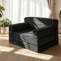 Folding Sofa BedConvertible Sofa Bed with Armrest Foldable Sleeper Chair Portable Folding 4-in-1 Floor Sofa with Convertible Lounge Chair for Living RoomBedroomWashable CoverBlack Single
