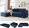 103 L-Shape Cloud Couch with Chaise Upholstered Corduroy Modular Sectional Sofa Deep Seat Couch with Free Combination for Living Room &amp ApartmentNo Assembly Required(BlueLeft Facing Chaise)
