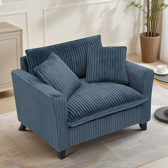 ERYE Living Room Accent Chair Modern Corduroy Upholstered Chair Wider Seat Cushion Leisure Armchair W/2 Pillows and Removable Cover for Home ApartmentBedroomOffice