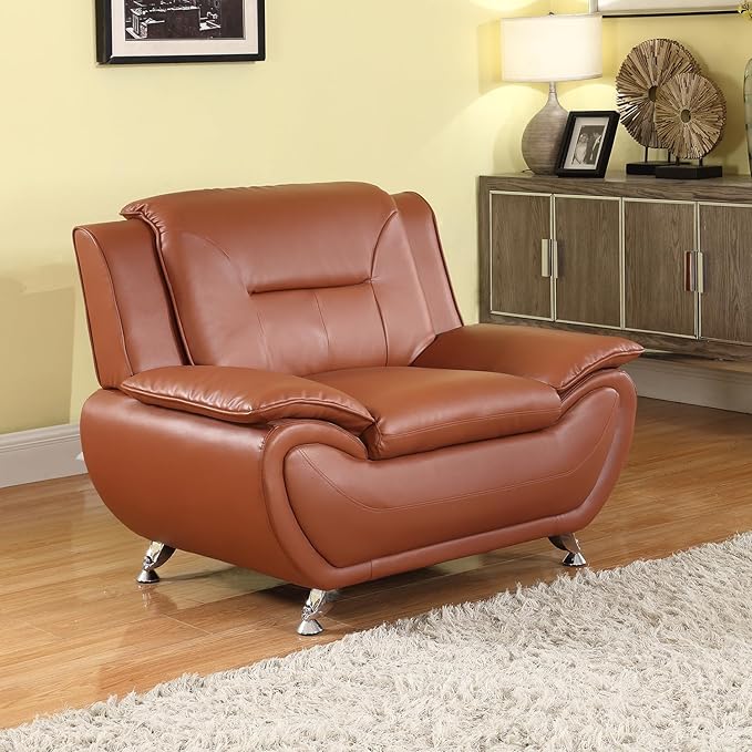 A Ainehome Sectional Sofa Couch Set Living Room Furniture Sets Modern Leather Sofa Couch and Chair for Living Room(Chair A-Orange)