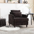 Mid Century Modern Linen Fabric Accent Chair for Living Room Bedroom Guest Room Office Apartment Waiting Room Furniture Upholstered Armchair Reading Accent Chairs (Black)