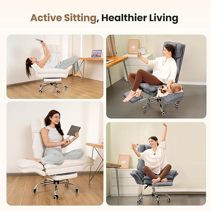 Big and Tall Office Chair Flip Armrests for Pets &amp Cross Legged Sitting Executive Ergonomic Computer Gaming Chair with Foot Rest Premium Tech Fabric Wide Seat Reclining Desk Chair