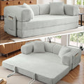 Boneless Couch Futon Sofa Bed Sectional Couches for Living RoomCloud Couch with Sleeper SofaSofas for Living Room Oversized Corduroy Upholstered (Light Grey 81 Inches (with Iron Frame))