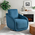 Studio Living® Lydia 35.3 Swivel Accent Chair Modern Boho Fully Assembled Pocket Coil Comfort Round Swivel Base Leg Soft Velvet Fabric Blue